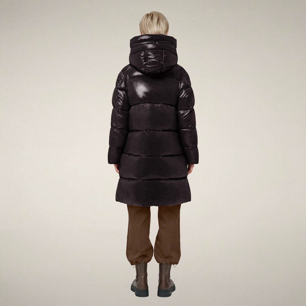 Women's Puffer Coat Isabel in Brown Black