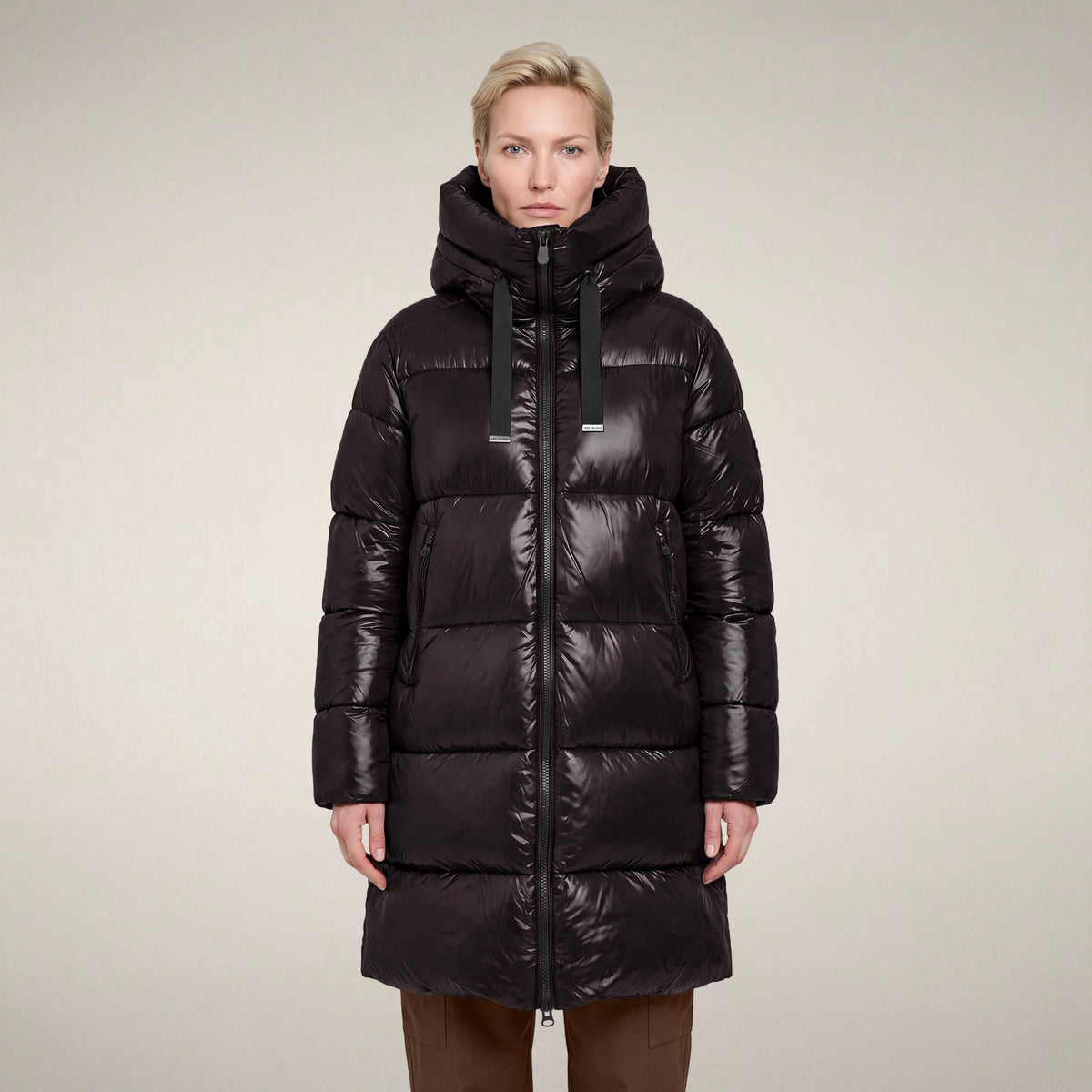 Women's Puffer Coat Isabel in Brown Black