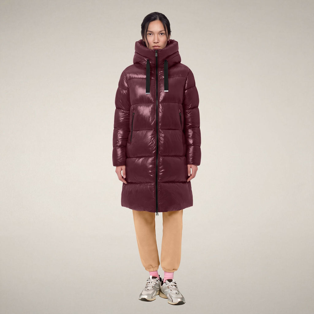 Women's Puffer Coat Isabel in Wine Red