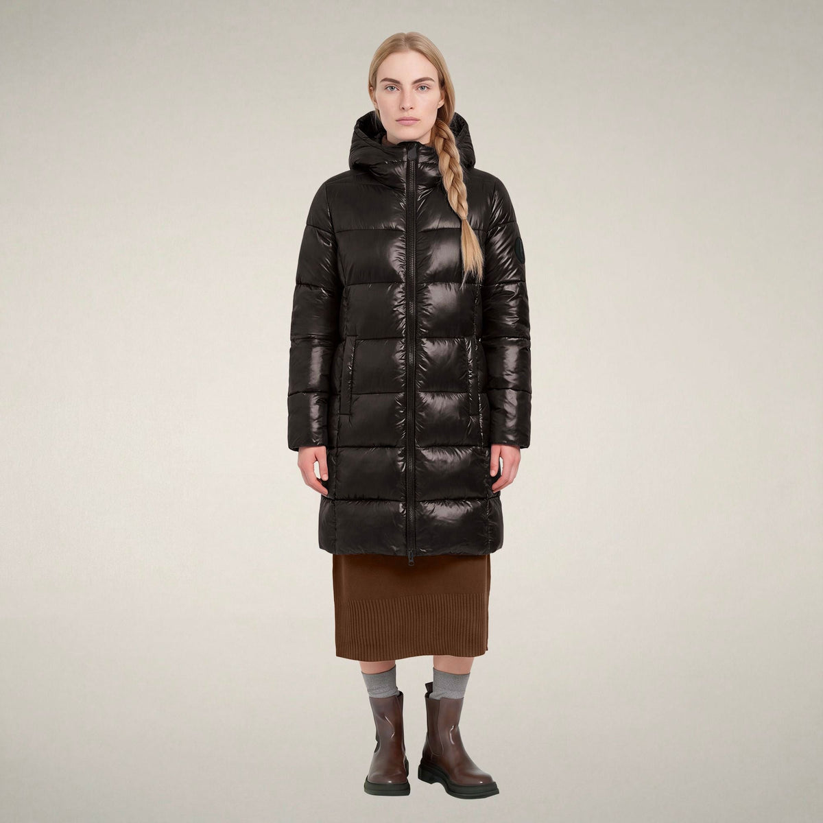 Women's Puffer Coat Ines in Brown Black