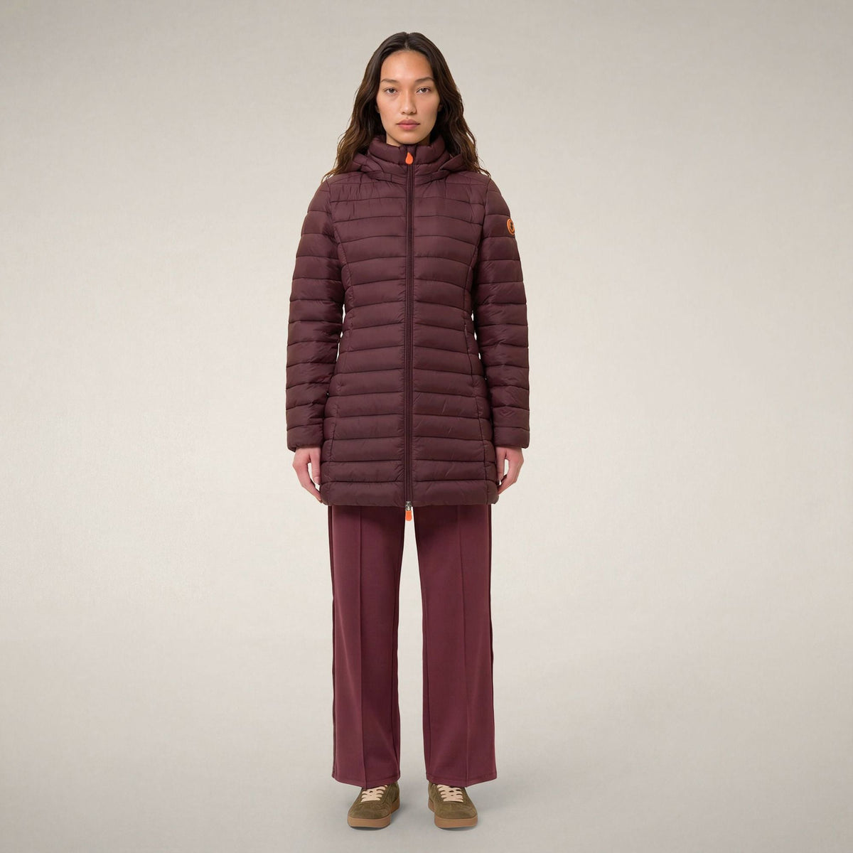 Women's Puffer Coat Carol in Burgundy Black
