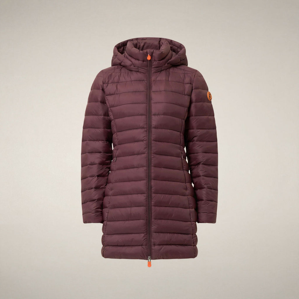 Women's Puffer Coat Carol in Burgundy Black
