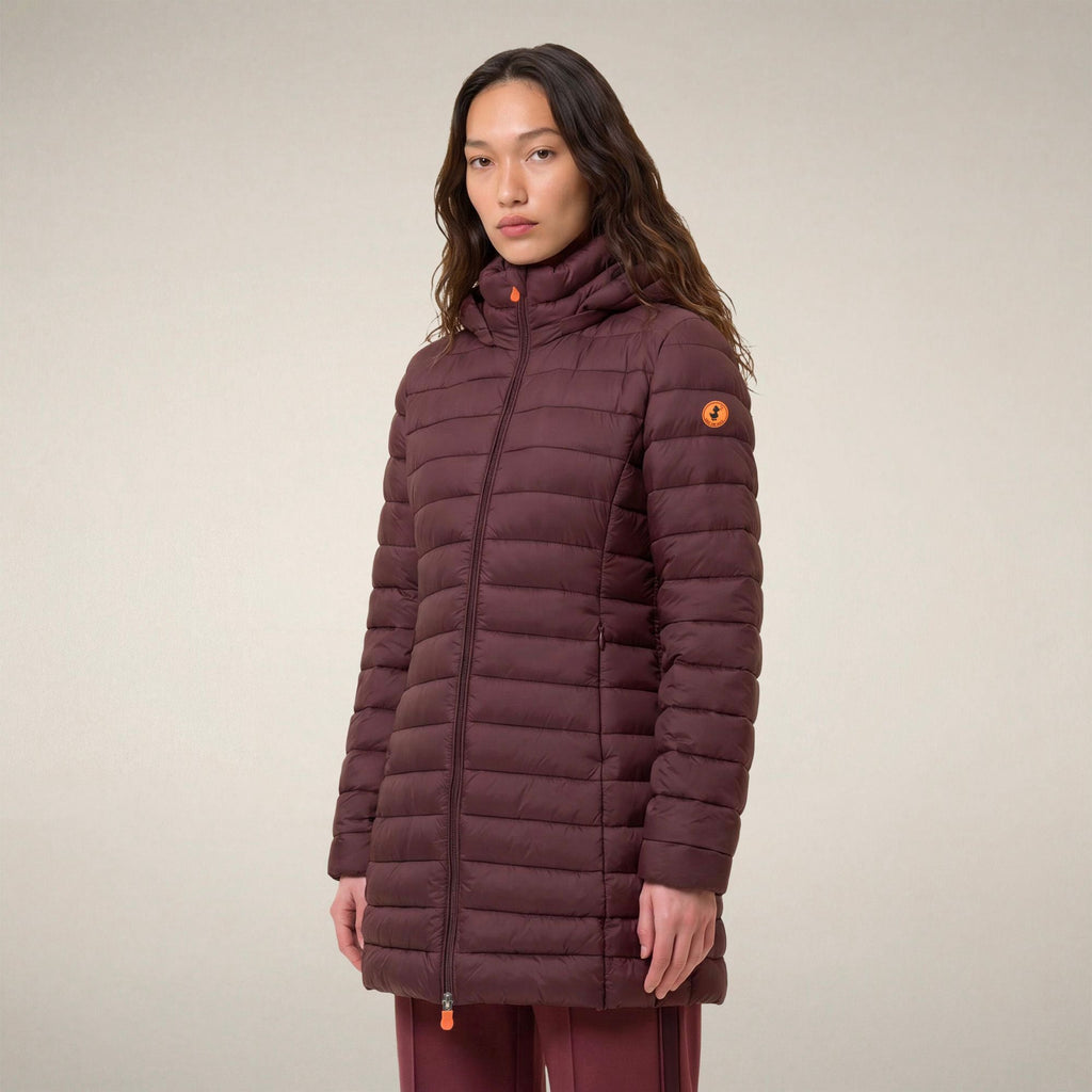 Women's Puffer Coat Carol in Burgundy Black