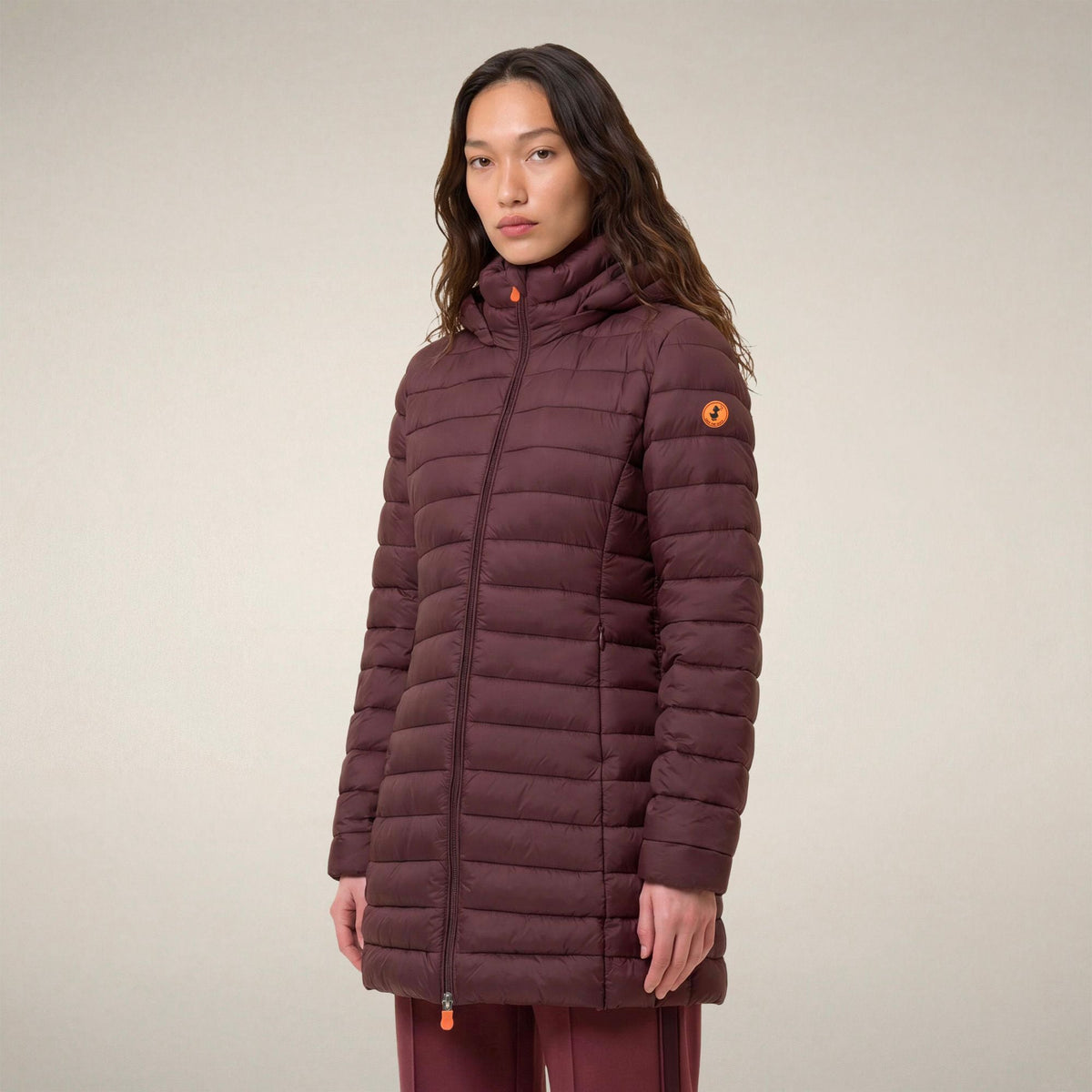 Women's Puffer Coat Carol in Burgundy Black