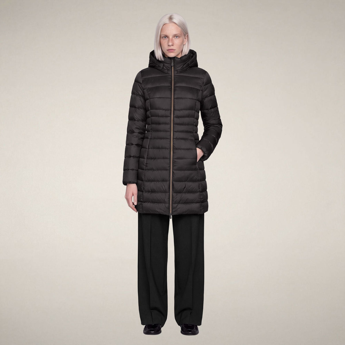Women's Puffer Coat Reese in Brown Black