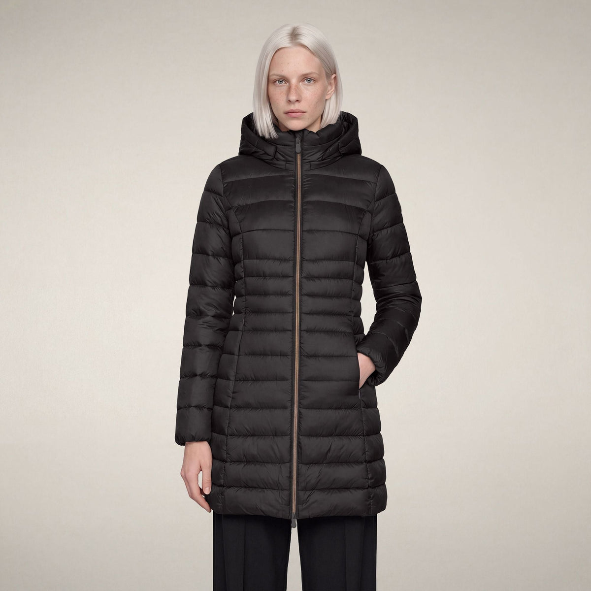 Women's Puffer Coat Reese in Brown Black