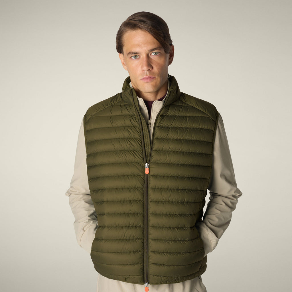Man's quilted vest Adam in dusty olive