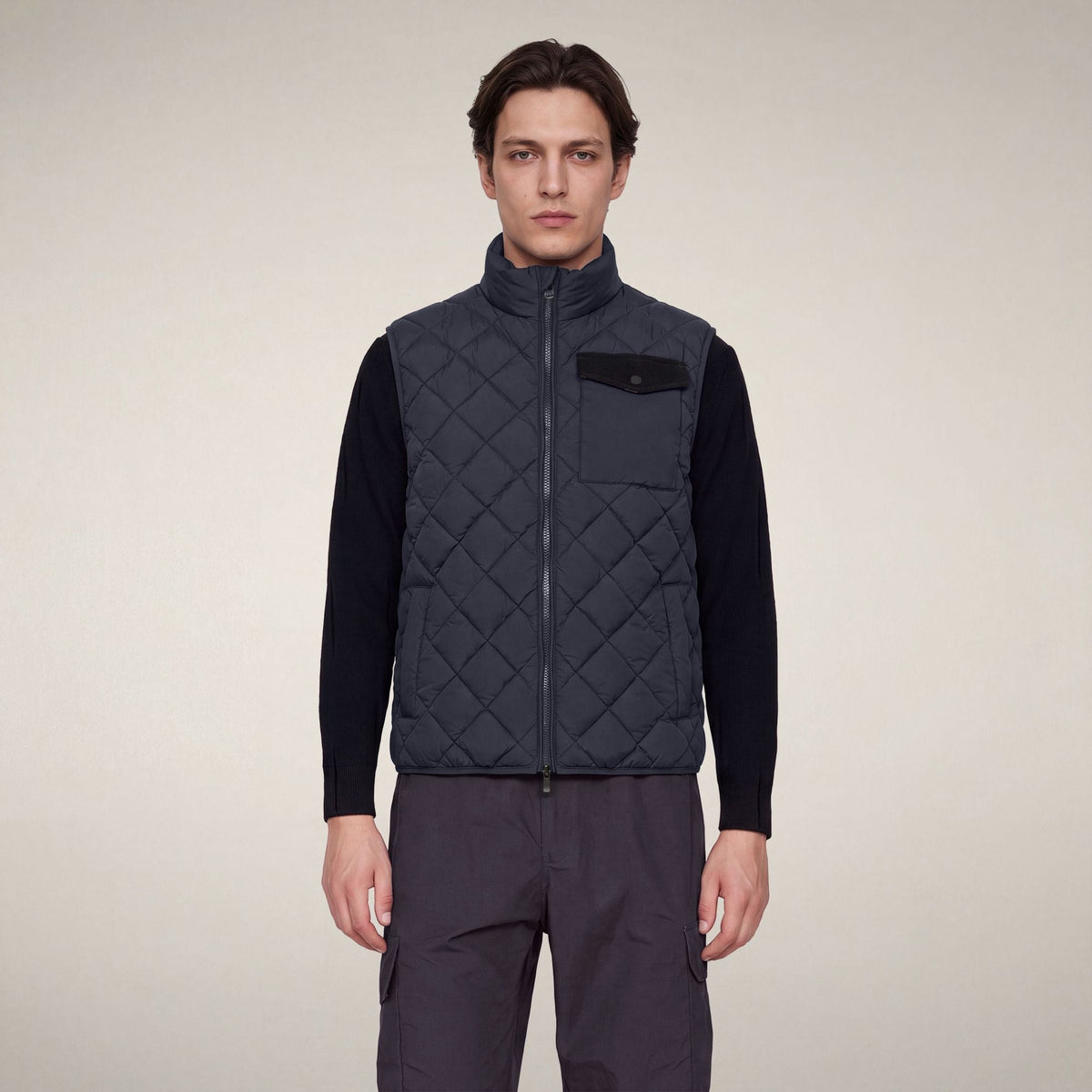 Men's Puffer Vest Fabrice in Blue Black