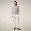 Women's quilted vest Charlotte in rainy beige
