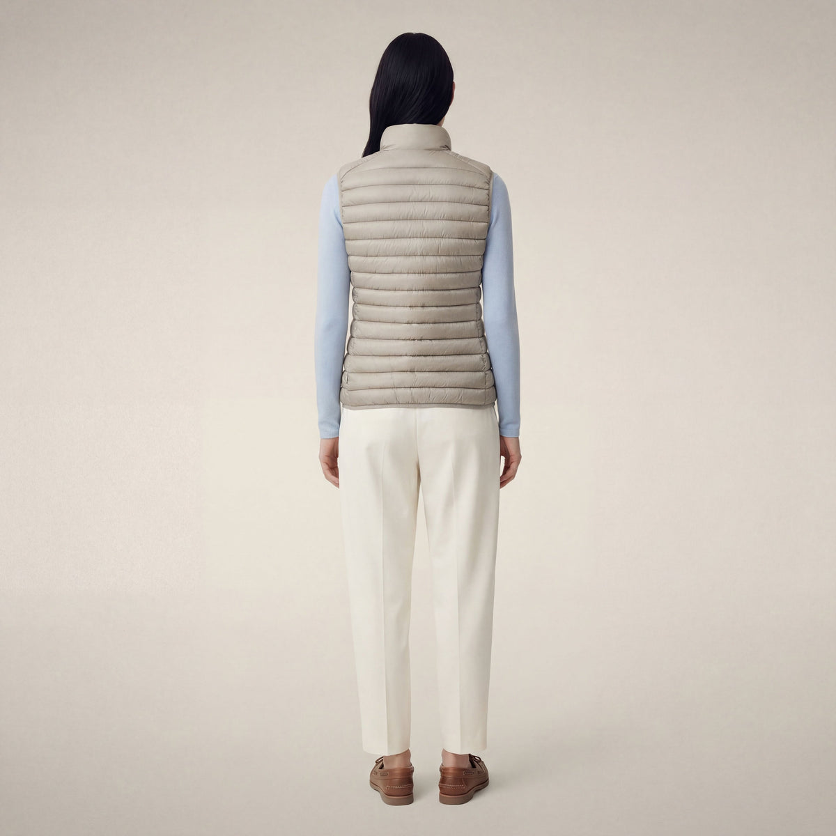 Women's quilted vest Charlotte in rainy beige