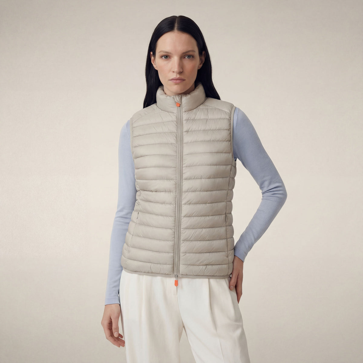 Women's quilted vest Charlotte in rainy beige