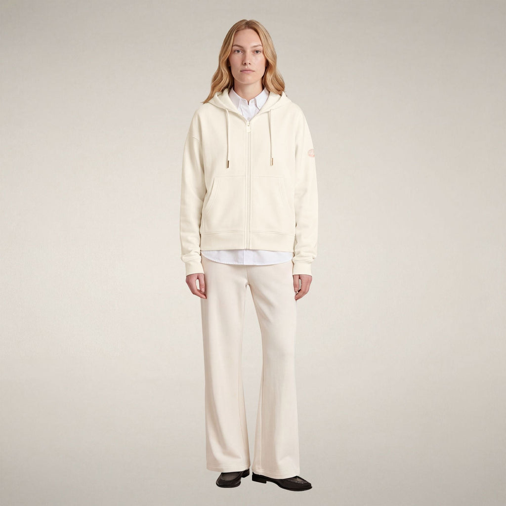 Women's Zip-Up Hoodie Kiku in Cloud White