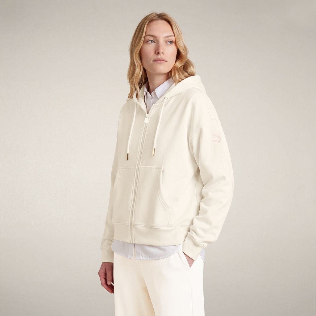 Women's Zip-Up Hoodie Kiku in Cloud White