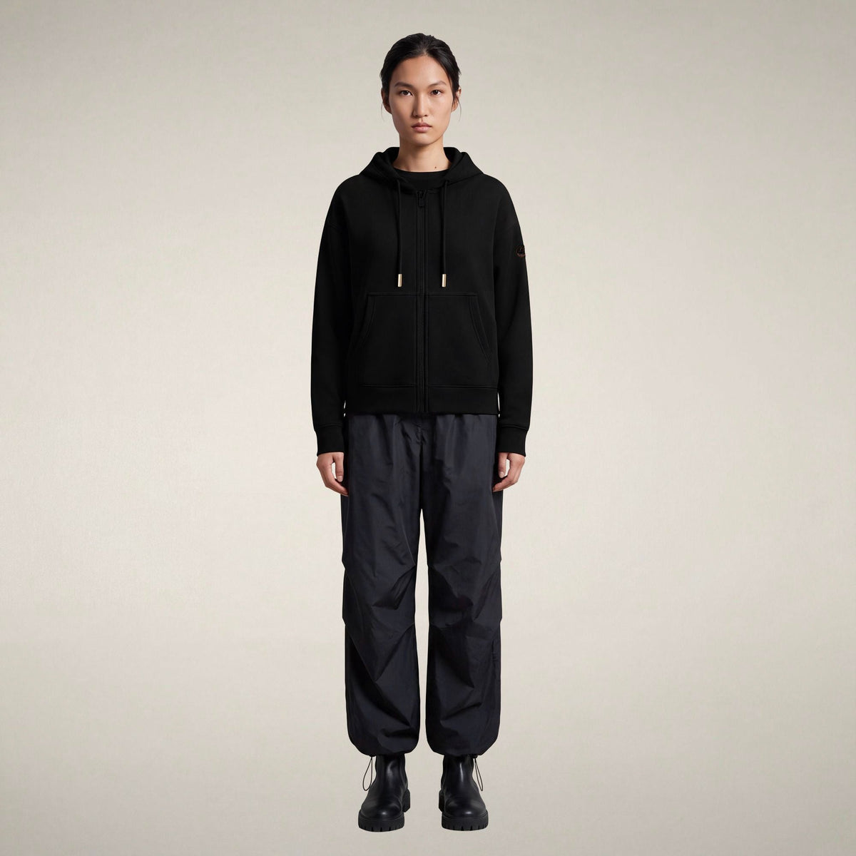 Women's Zip-Up Hoodie Kiku in Black