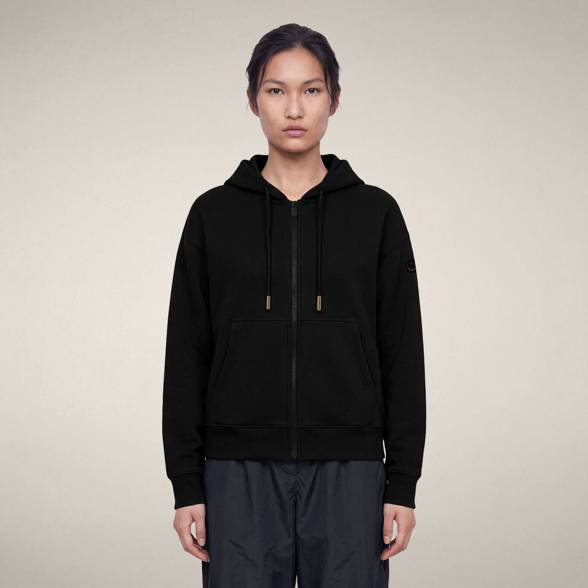 Women's Zip-Up Hoodie Kiku in Black