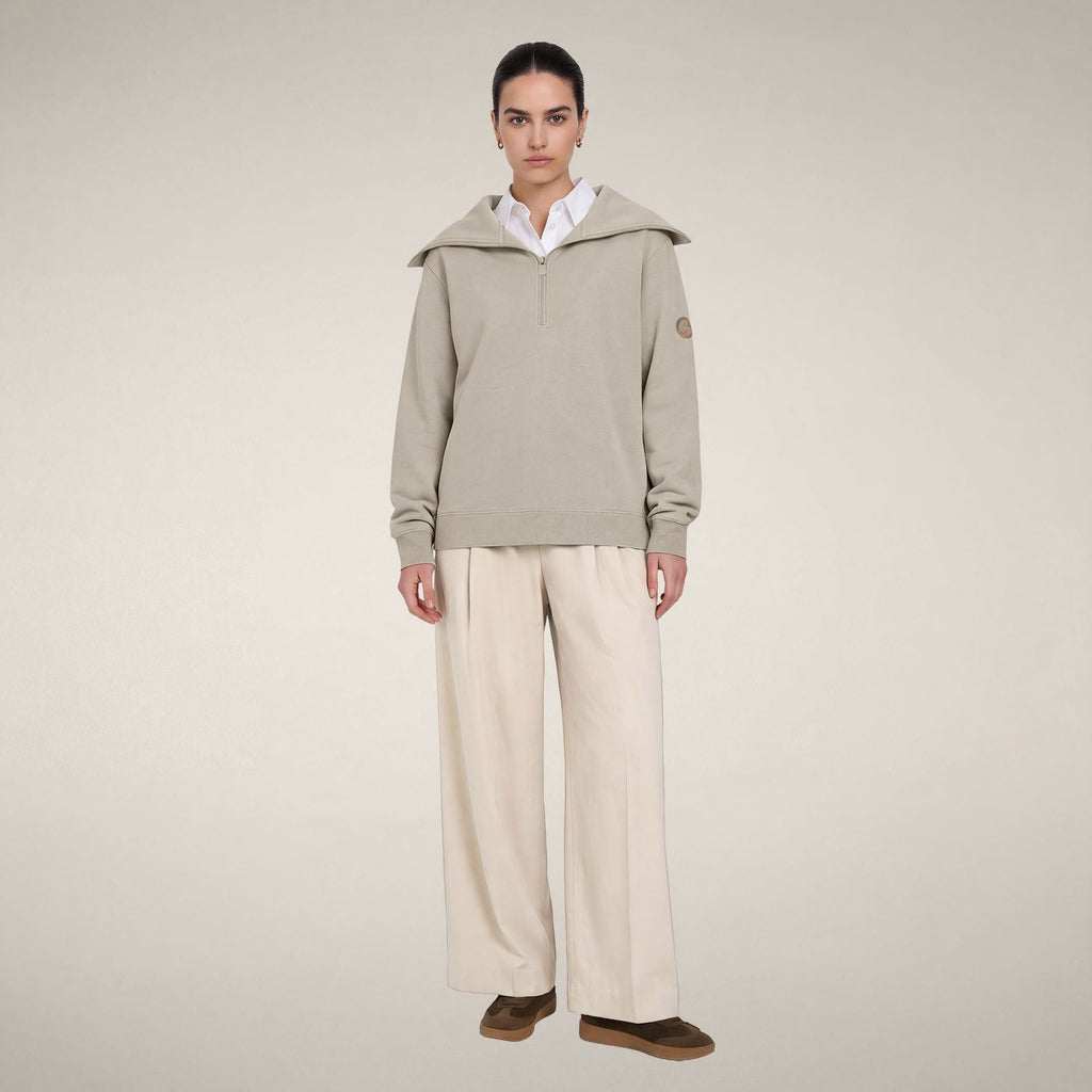 Women's Half-Zip Top Hinata in Rainy Beige