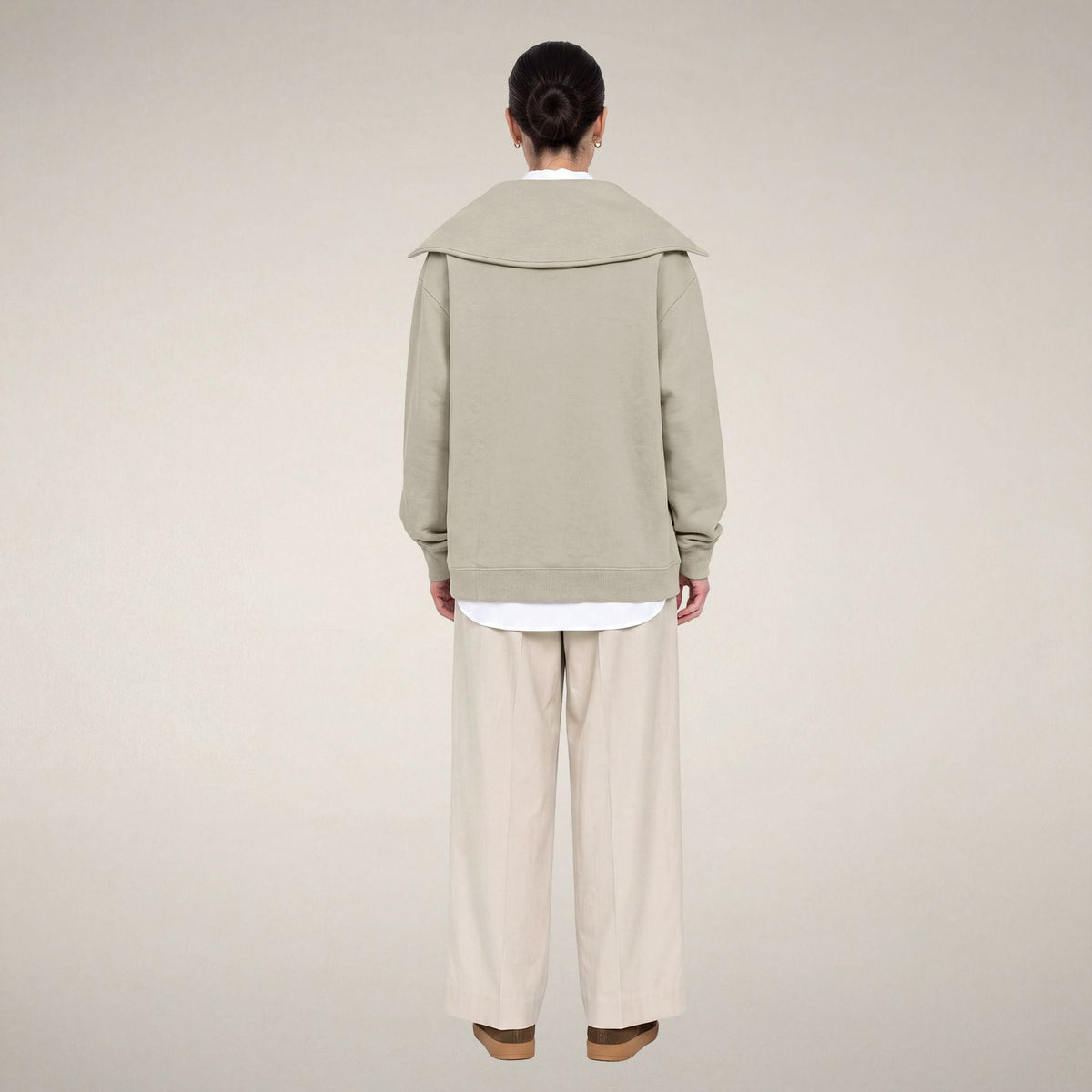 Women's Half-Zip Top Hinata in Rainy Beige