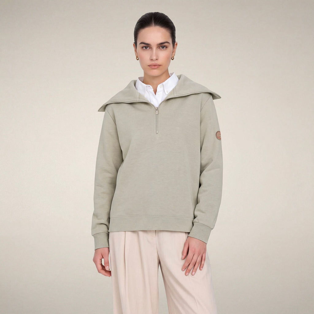 Women's Half-Zip Top Hinata in Rainy Beige