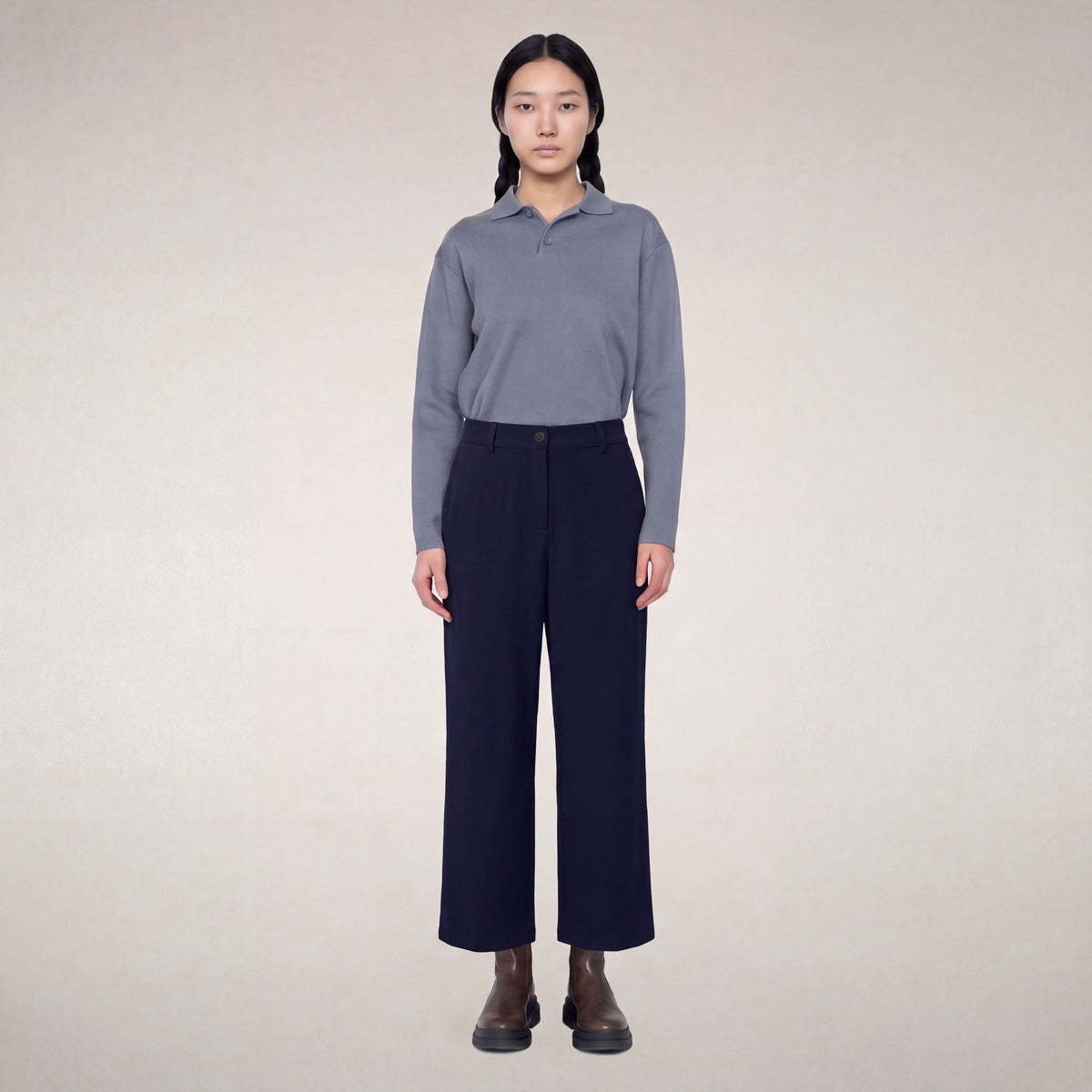Women's Chino Trousers Gita in Navy Blue