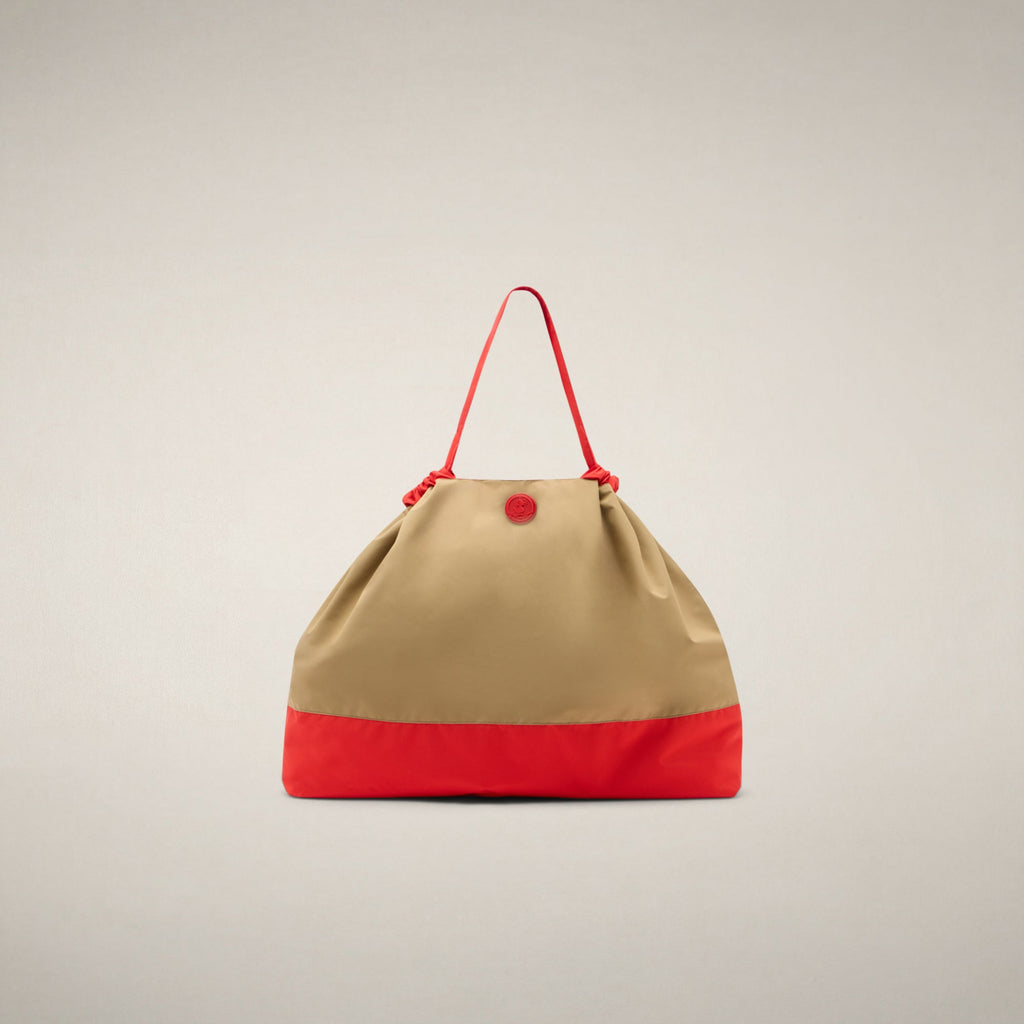 Unisex bag Giah in Khaki Brown and Jack Red