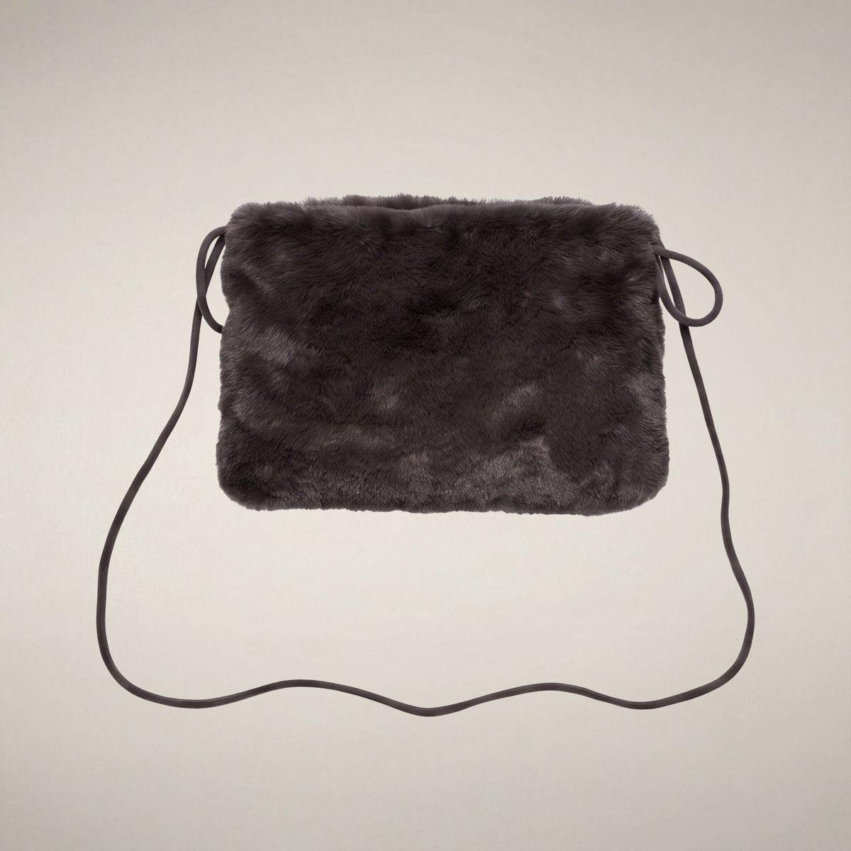 Unisex Faux Fur Bucket Bag Loly in Brown Black