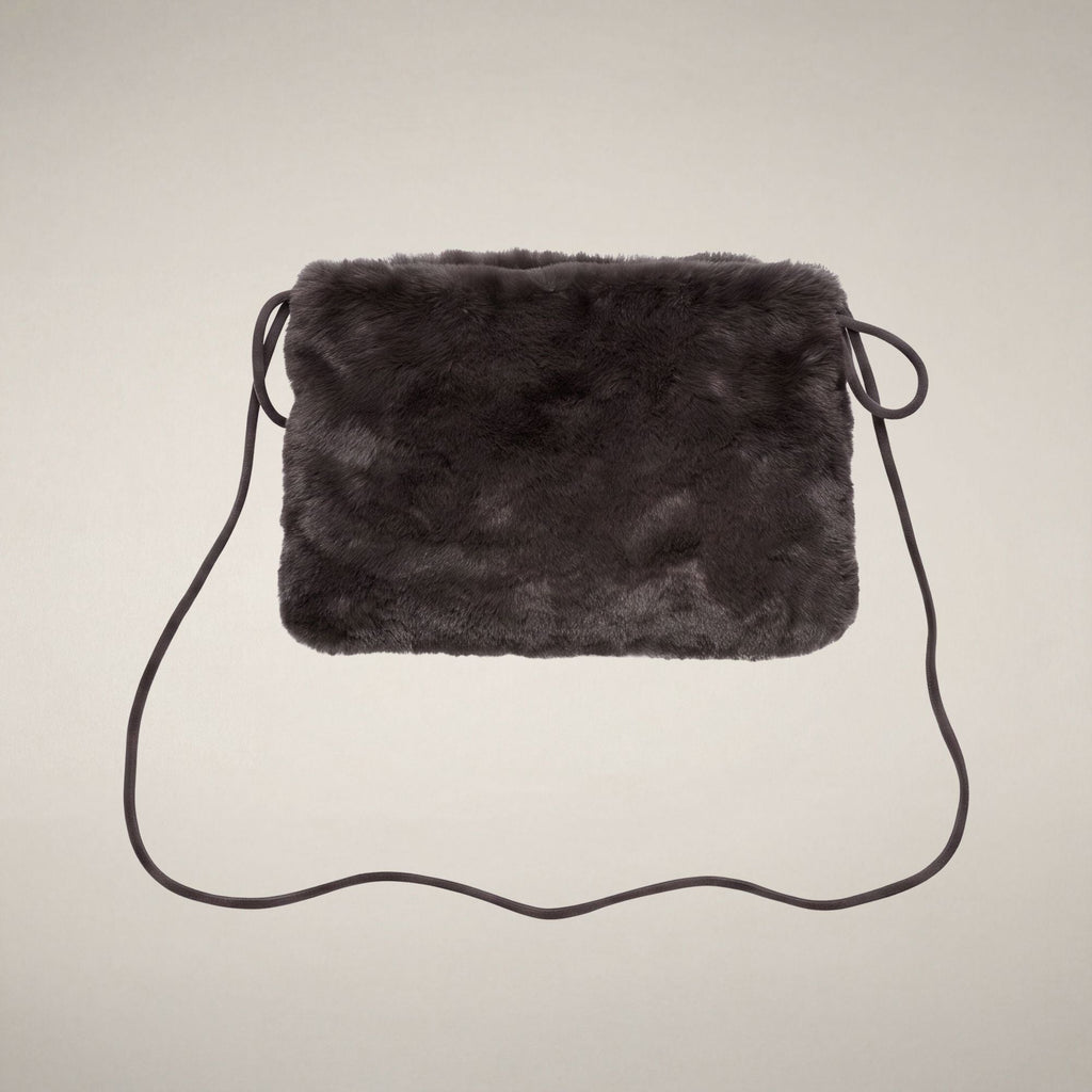 Unisex Faux Fur Bucket Bag Loly in Brown Black