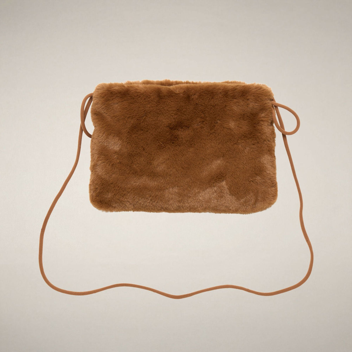 Unisex Faux Fur Bucket Bag Loly in Noisette Brown