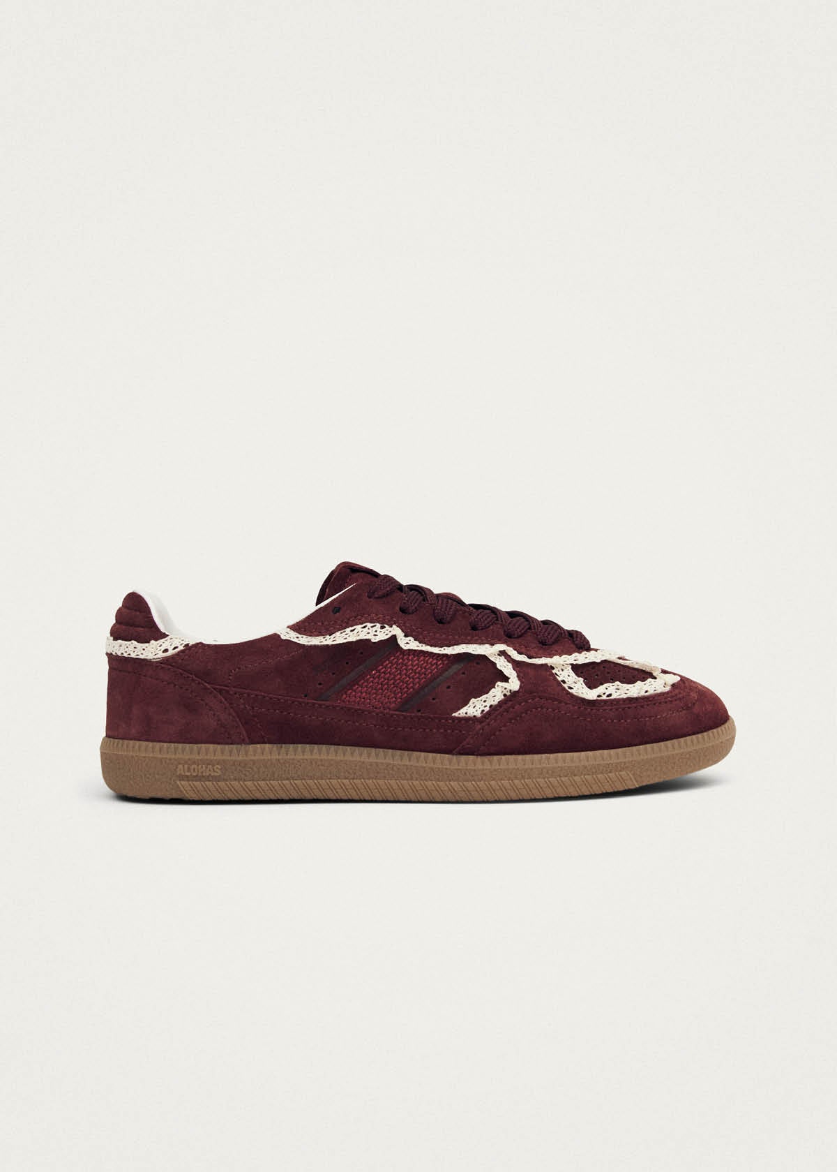 Tb.490 Häkel-Sneaker aus weinrotem Leder