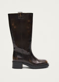 Sajan Vintage-Effekt Lederstiefel in Braun