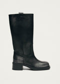 Sajan Vintage Effect Zwarte Leren Laarzen