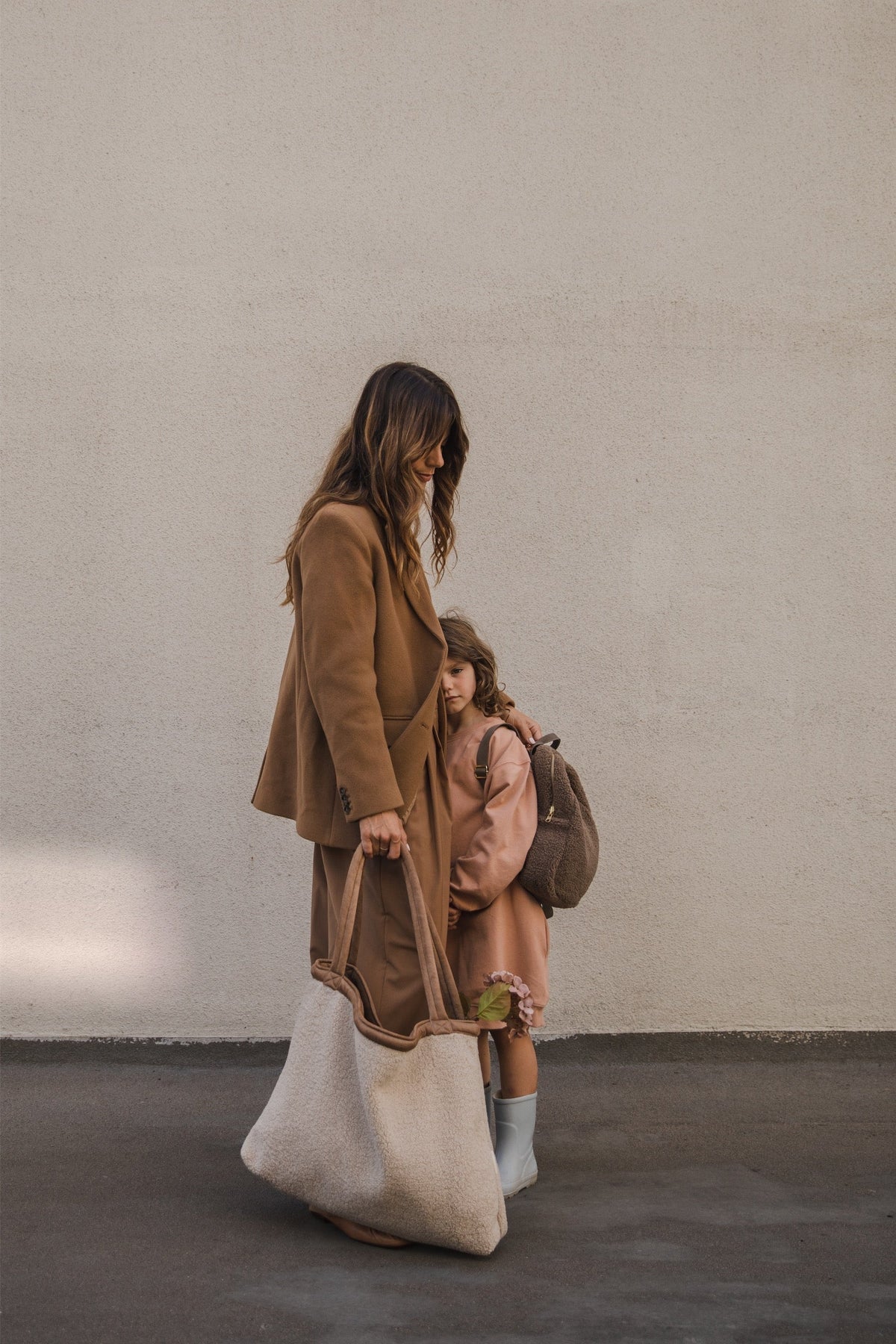 Teddy Lammy Mom Bag | Ecru