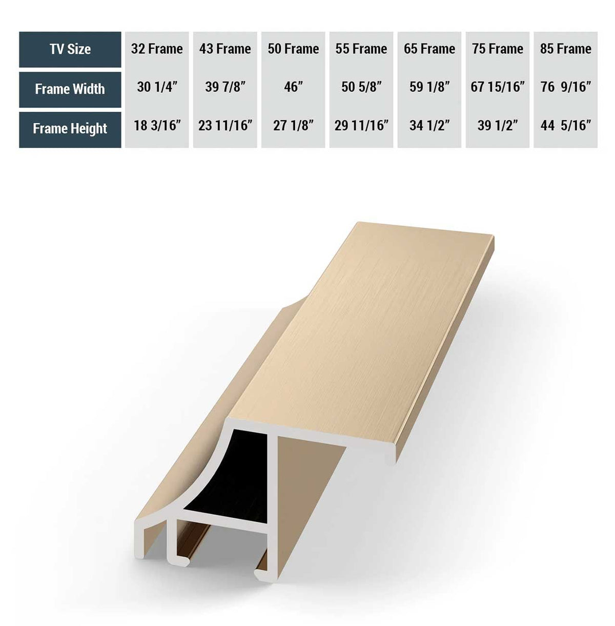 Frame My TV Samsung The Frame  55" Alloy Scoop Frame In Pale Gold - FRM-AL-SC-GLD-55 - image 5