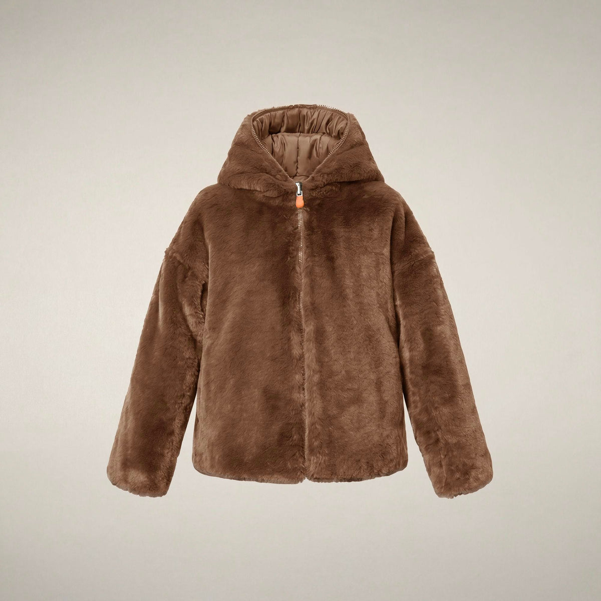 Girls' Reversible Faux Fur Coat Akiko in Noisette Brown