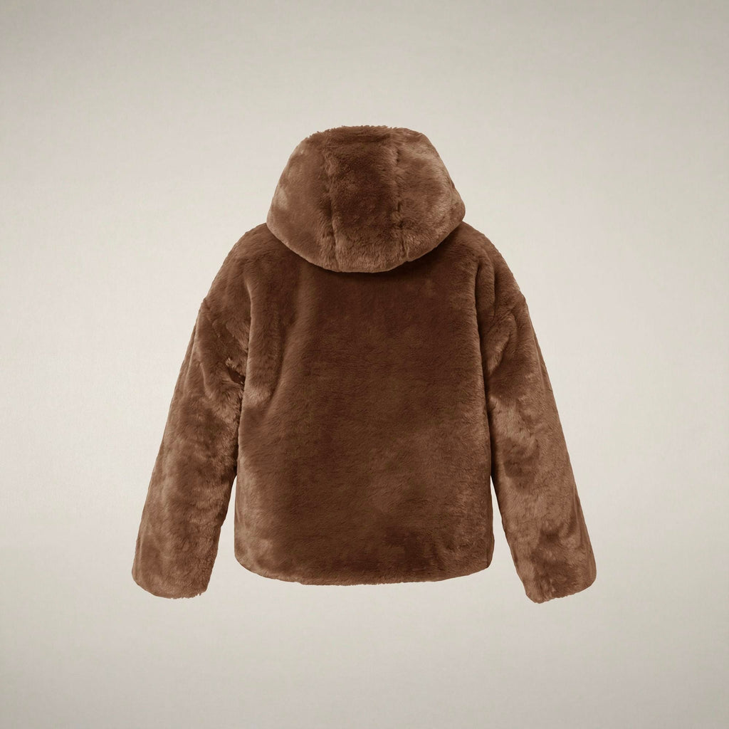 Girls' Reversible Faux Fur Coat Akiko in Noisette Brown