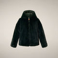 Girls' Reversible Faux Fur Coat Akiko in Nori Green