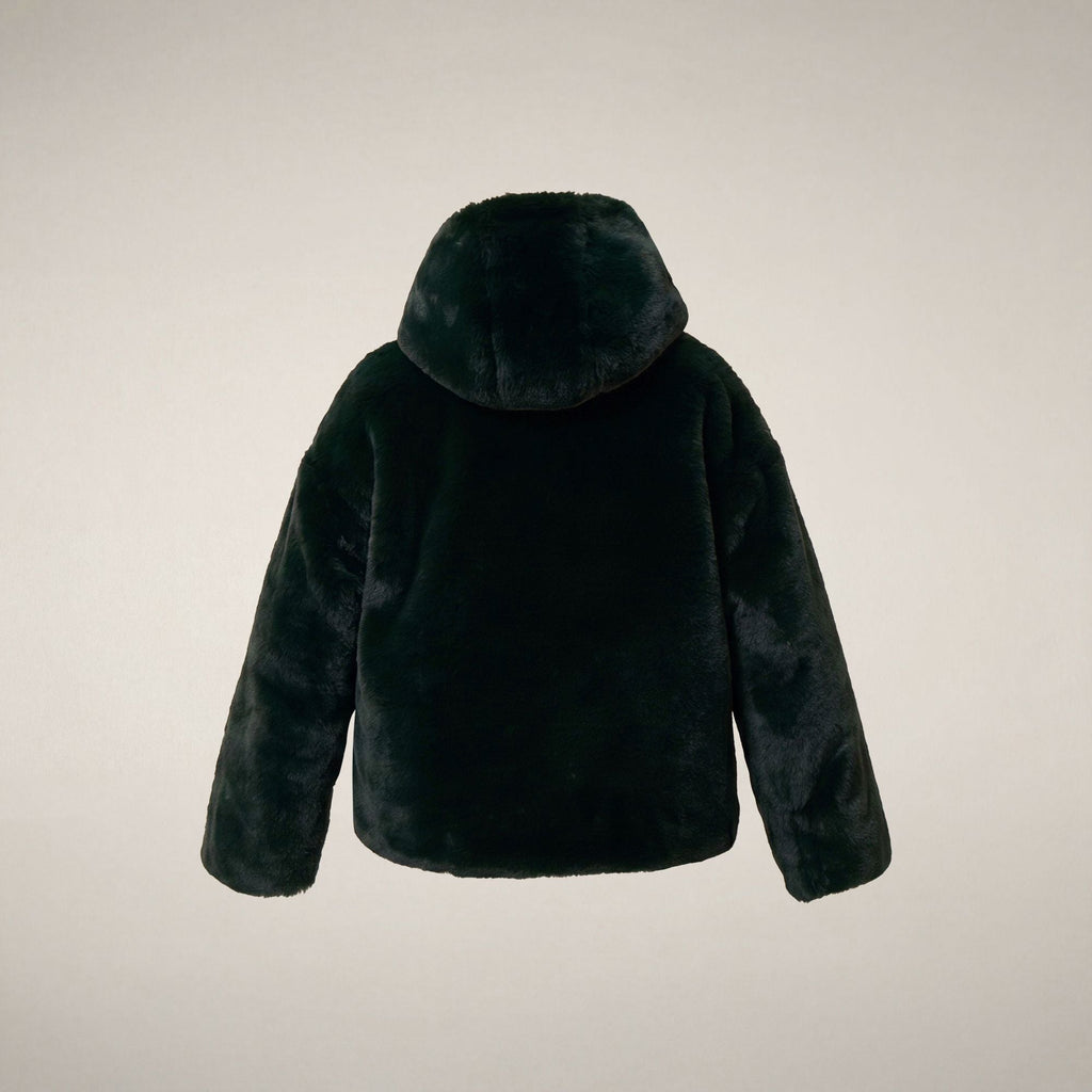 Girls' Reversible Faux Fur Coat Akiko in Nori Green