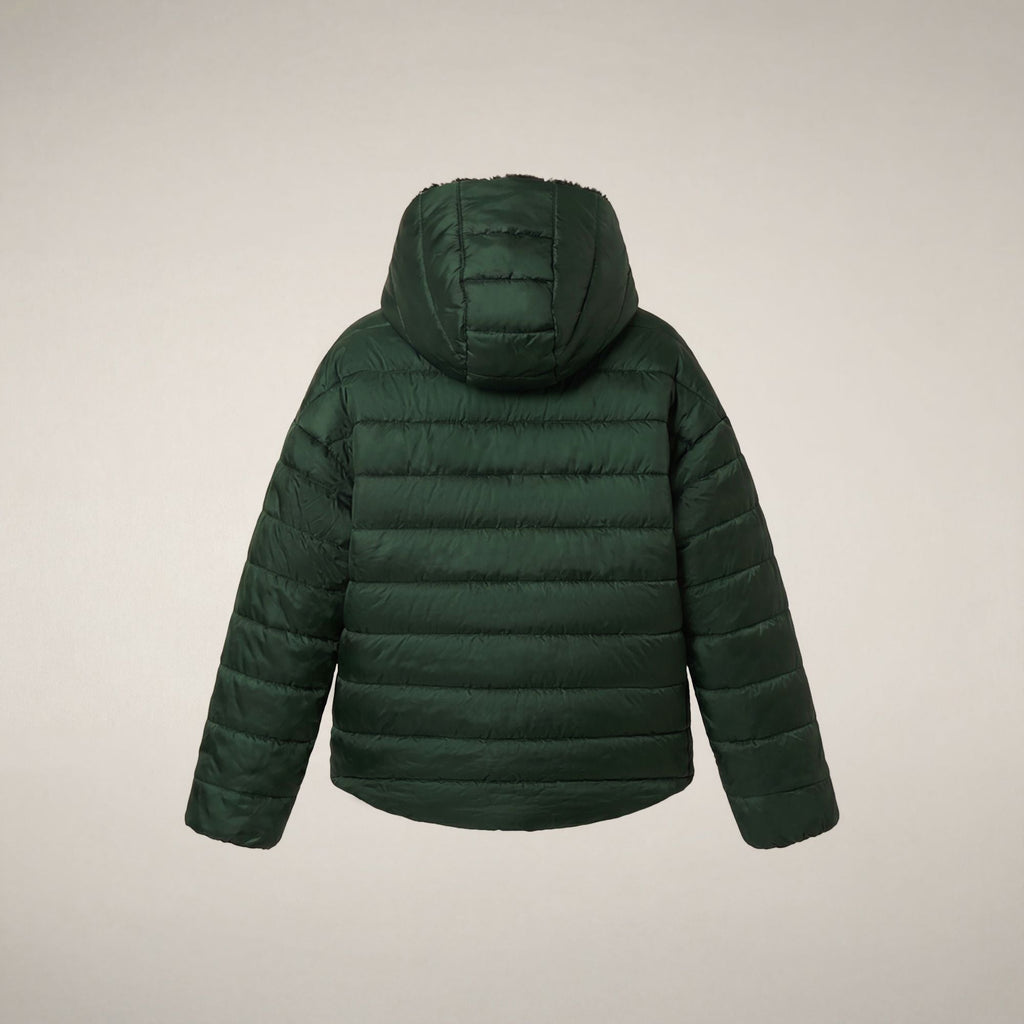 Girls' Reversible Faux Fur Coat Akiko in Nori Green