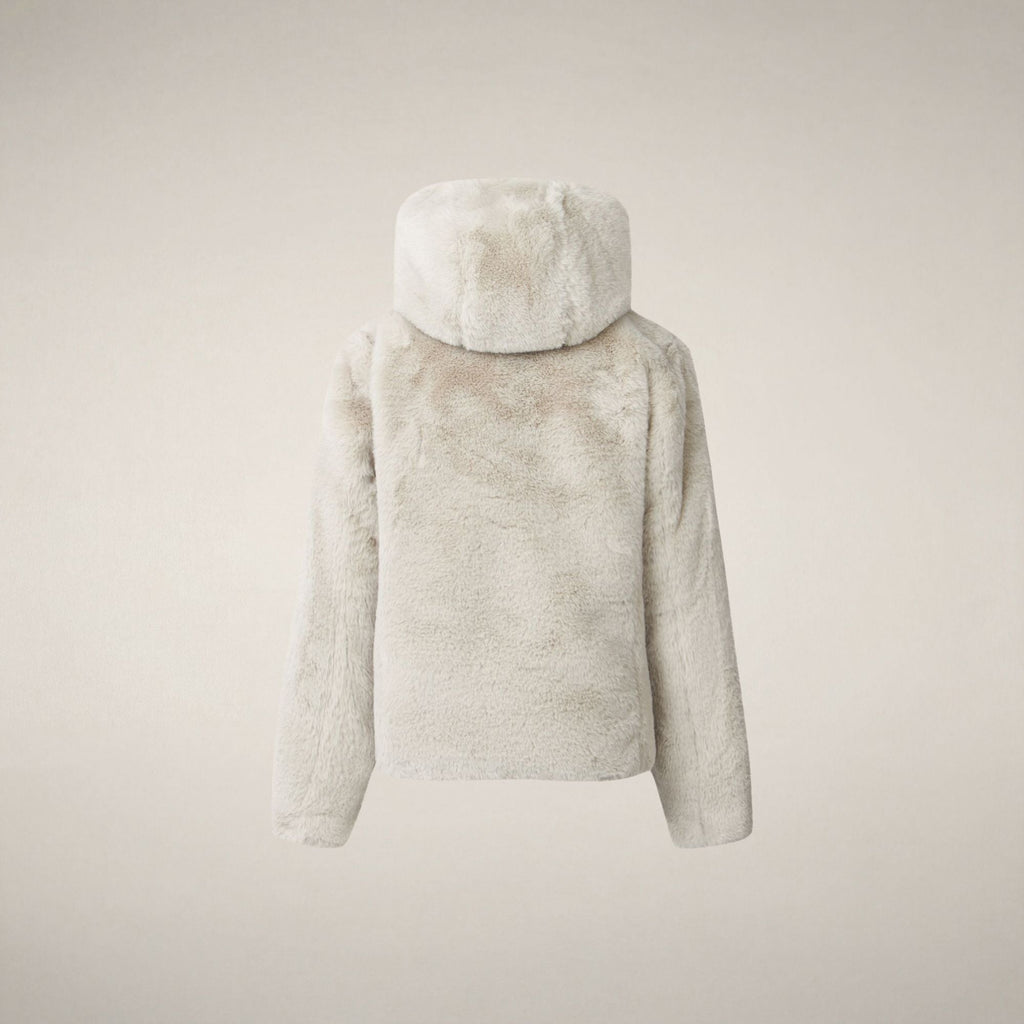 Girls' Reversible Faux Fur Jacket Chloe in Rainy Beige