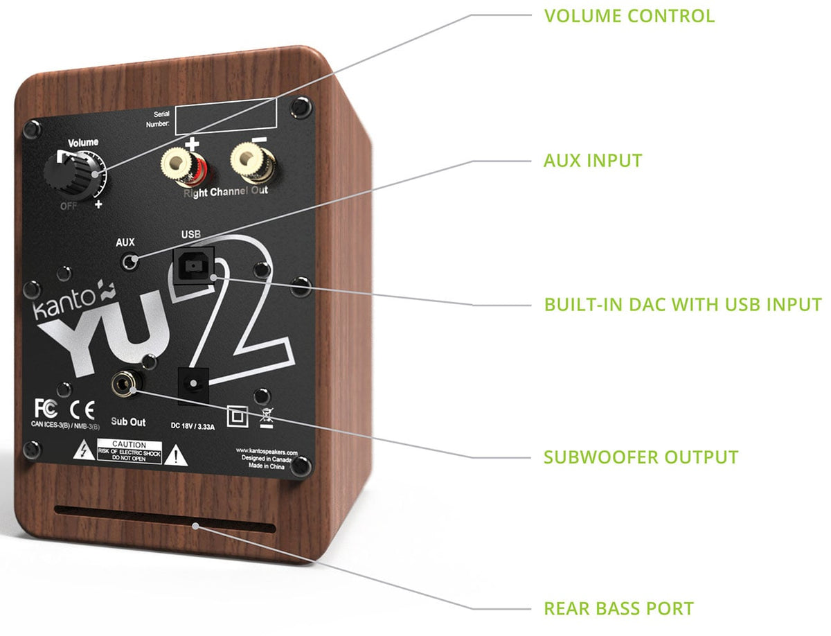 Kanto YU2 Powered Walnut Desktop Speakers (Pair) - YU2WALNUT - image 6
