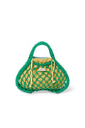 Blauw-gele omkeerbare inzet | Groene macramé minihandtas met