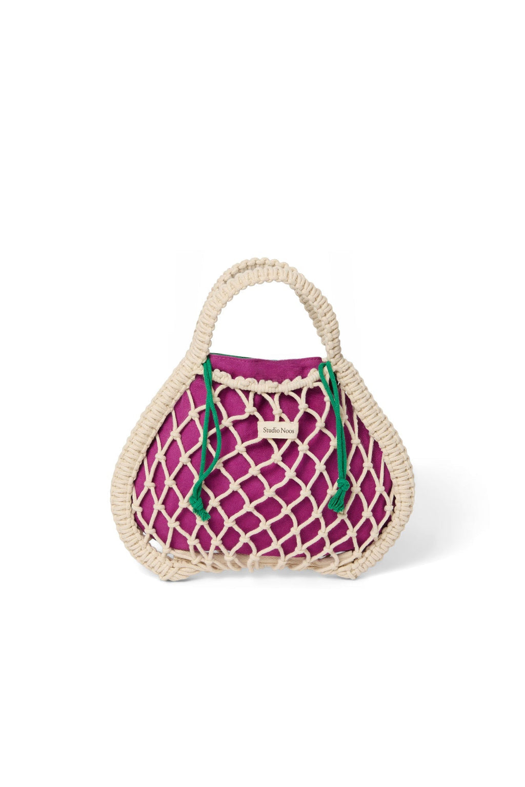 Lila-grüner Wendeeinsatz | Natur Makramee Mini-Handtasche mit