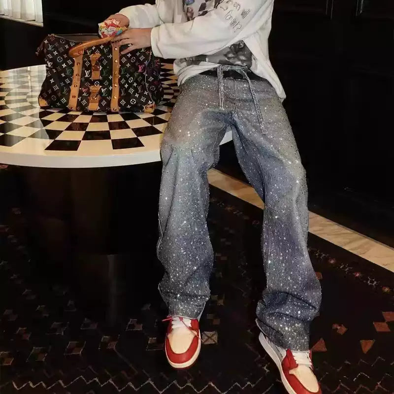 VYBES Rhinestone Baggy Pants