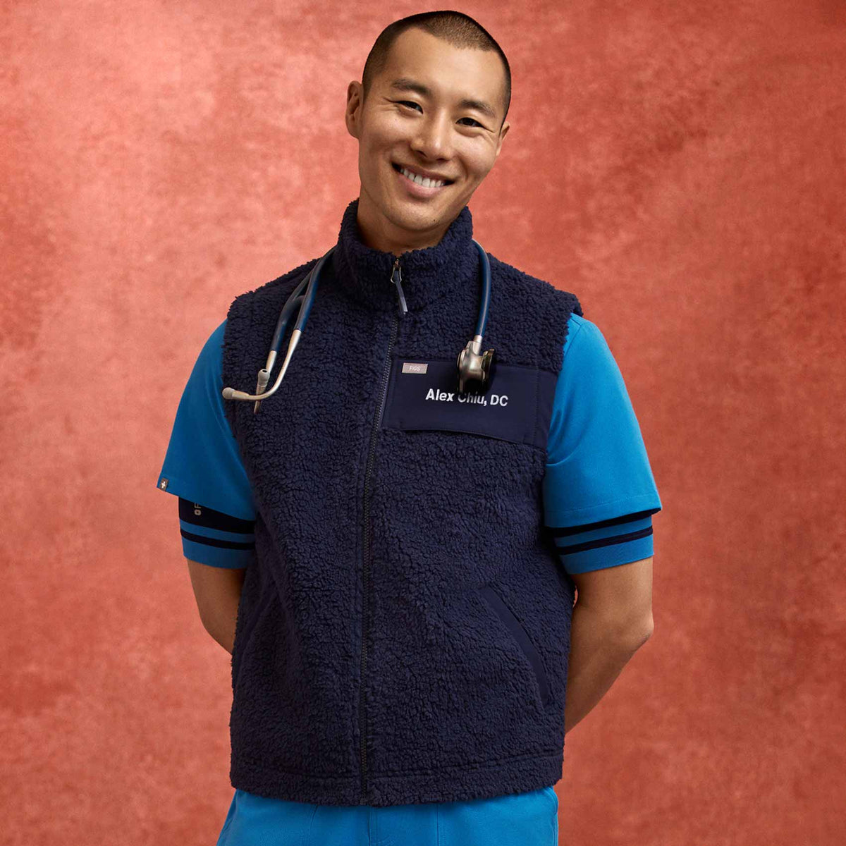 High-Pile Fleece Vest - Navy