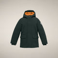 Boys' Parka Mal in Nori Green and Amber Orange