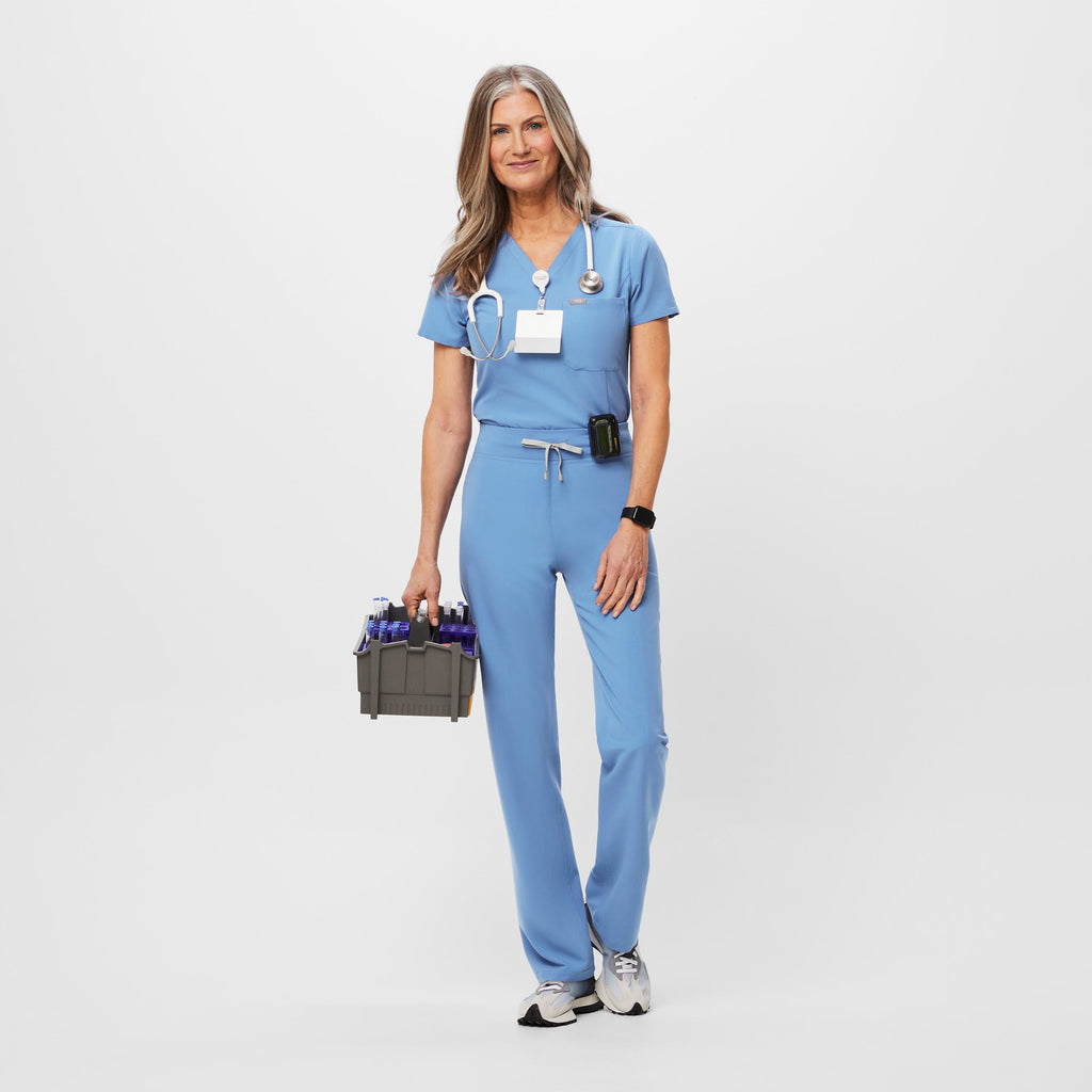 Livingston High-Rise Straight-Leg Scrub Pant™ - Ceil Blue