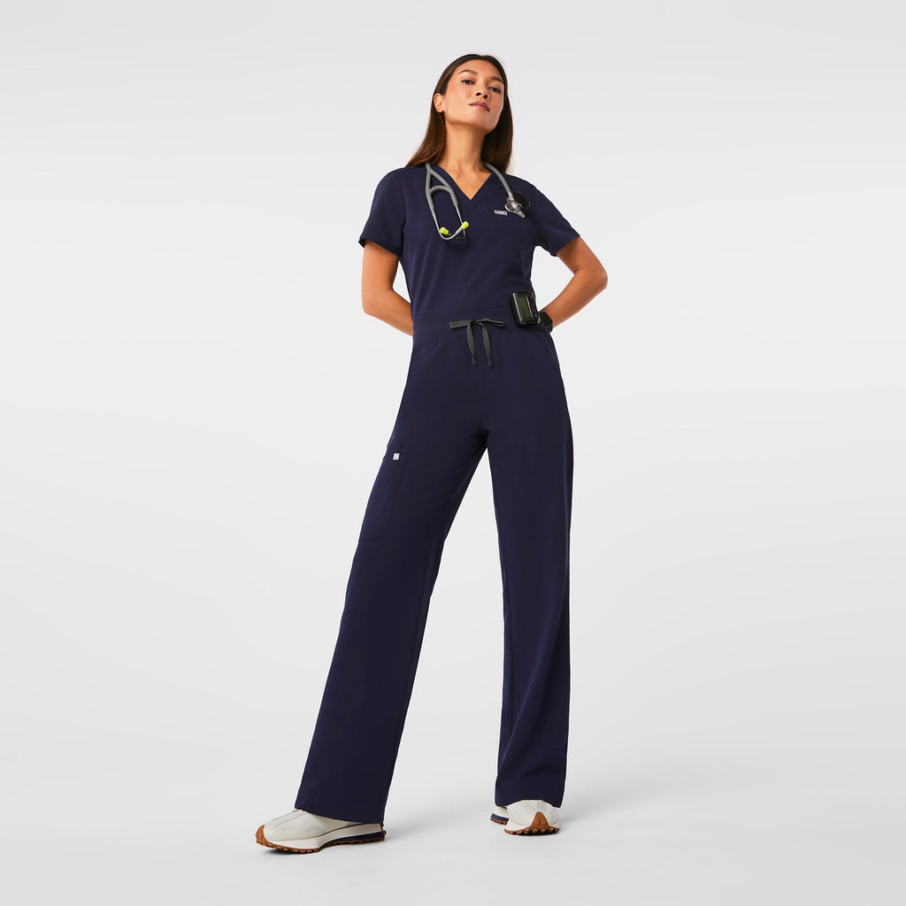 Isabel High-Rise Wide-Leg Scrub Pant - Navy