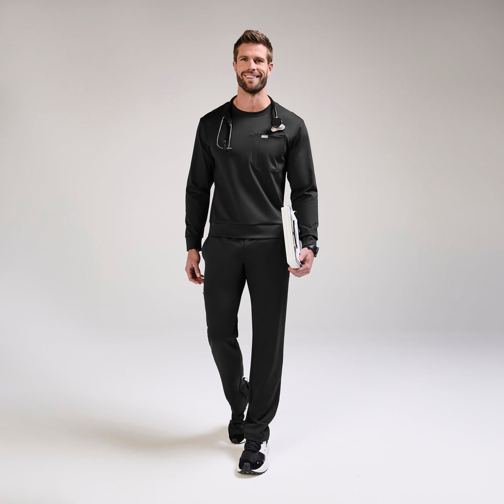 Destin Relaxed Long-Sleeve Scrub Top - Black