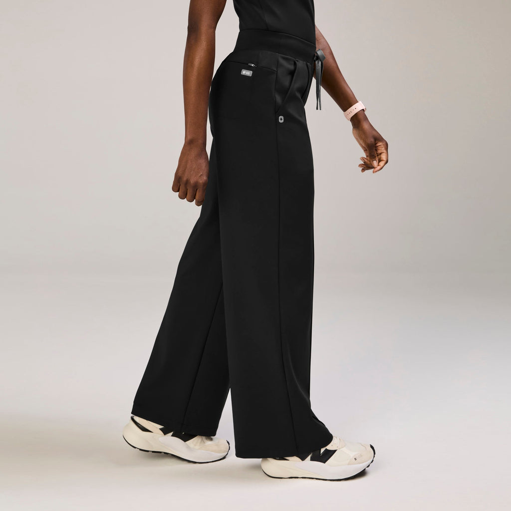 Salina High-Rise Wide-Leg Scrub Pant - Black