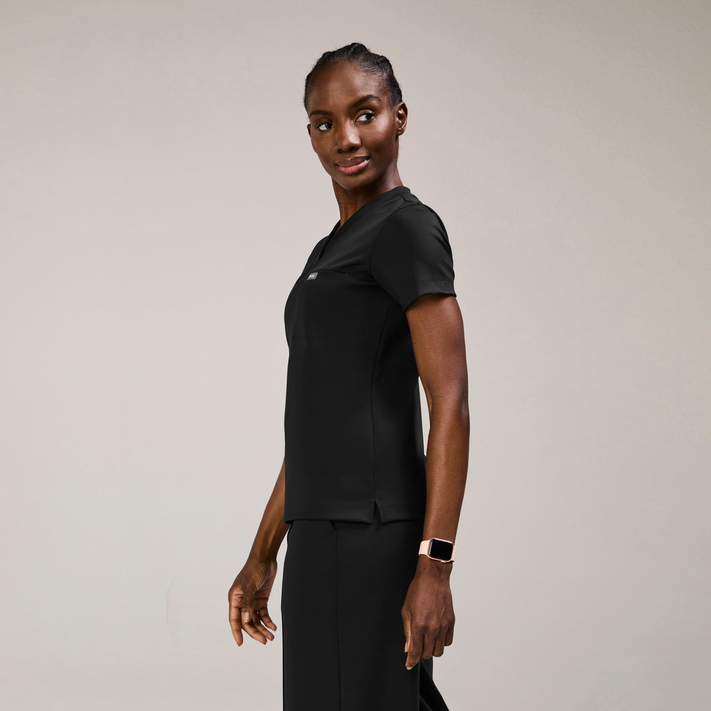 Sona Slim Scrub Top - Black