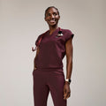 Mira Banded Scrub Top - Burgundy